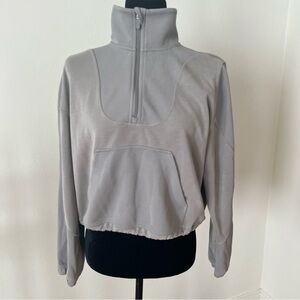 EUC Lululemon Brushed Softstreme Ribbed Half Zip High Neck Gray Sweatshirt Sz 6